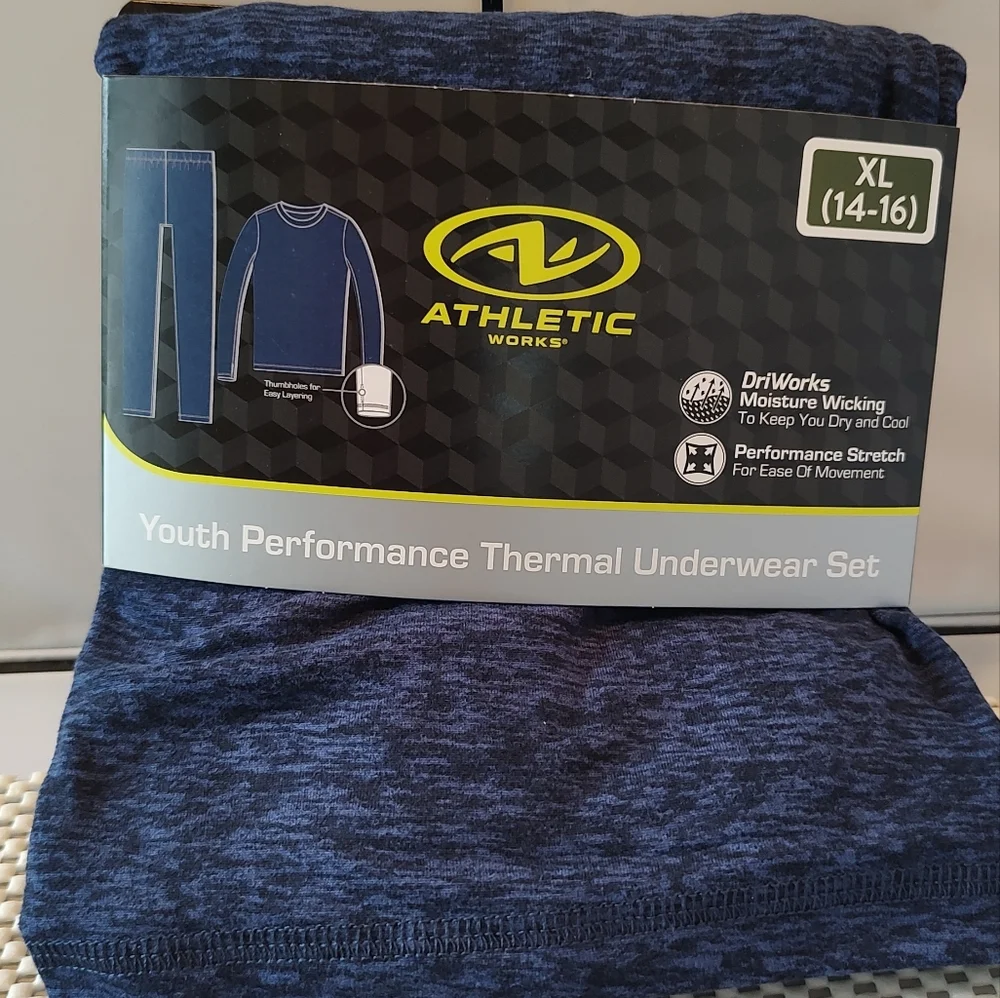 Youth Performance Thermal Underwear Set Athletic Works Blue NWT